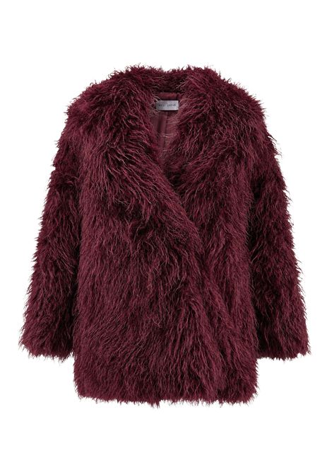 Weili Zheng Cappotto Doppiopetto in Ecopelliccia con Collo Sciallato Rosso Vino Donna WEILI ZHENG | Pelliccia | F26CS15R116